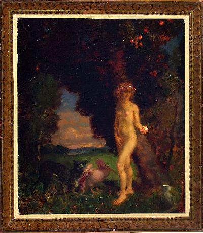 27139583k - Zuschreibung: Theodor Baierl, 1881-1932 München, ´Eva mit Tieren´ so verso auf Etikett ...