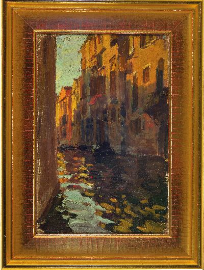 27139587k - Prof. Otto Reiniger, 1863 - 1909, , Venedig, 1897, Öl/Karton, ca. 41 x, 27 ...