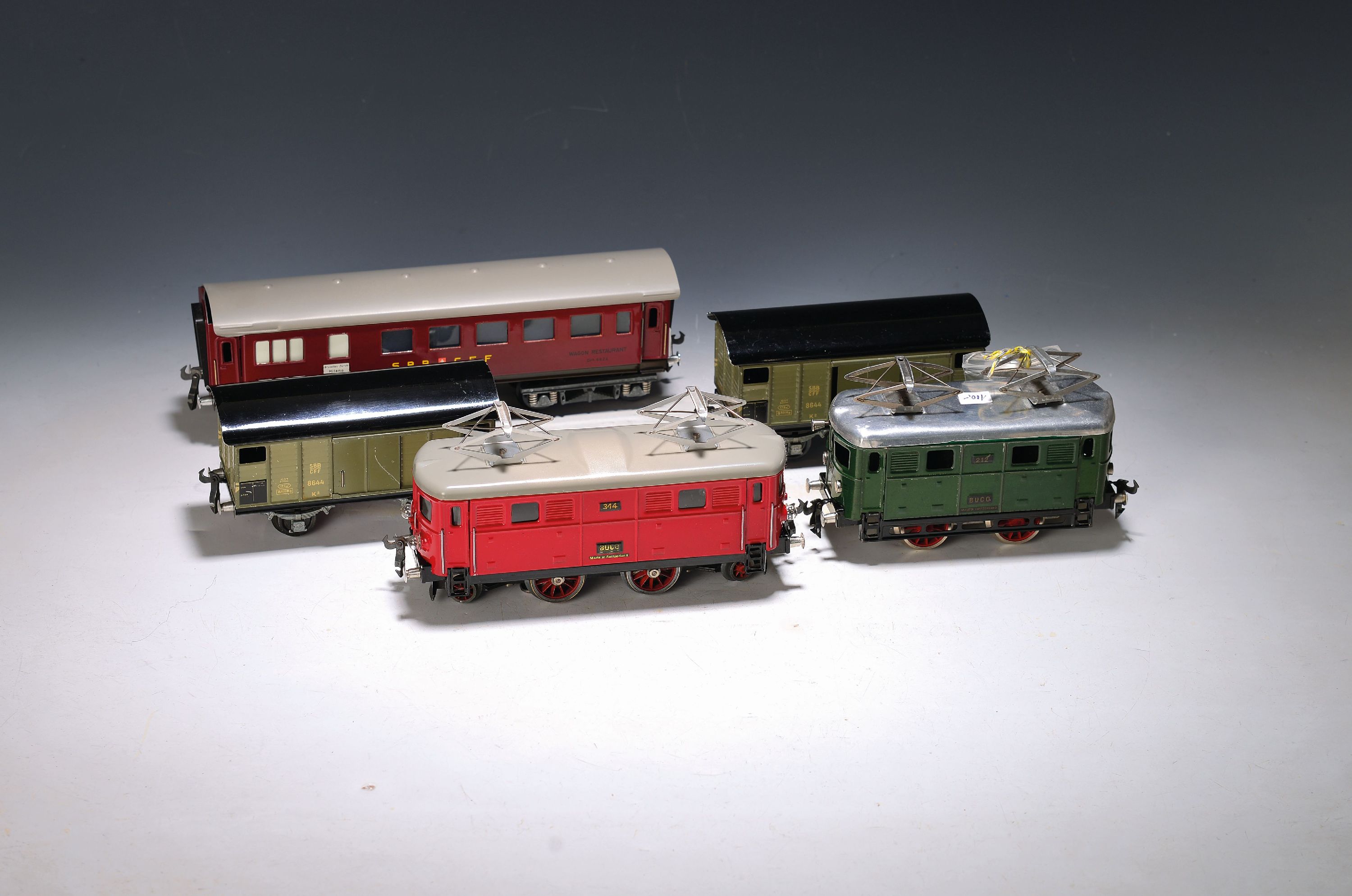 Image 27139683 - Konvolut Modelleisenbahnen Spur 0, Buco, Schweiz, E-Lok 314 in rot, Bj. um 1953, ...
