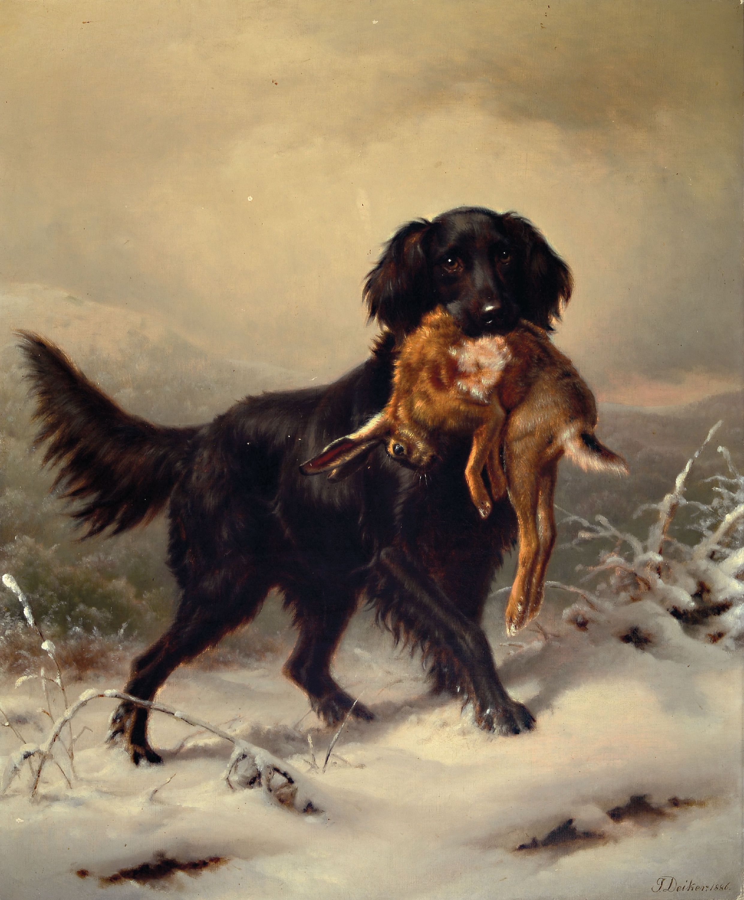 Image 27139727 - Johannes Christian Deiker, 1822 Wetzlar-1895 Düsseldorf, Setter mit Beute (erlegter ...