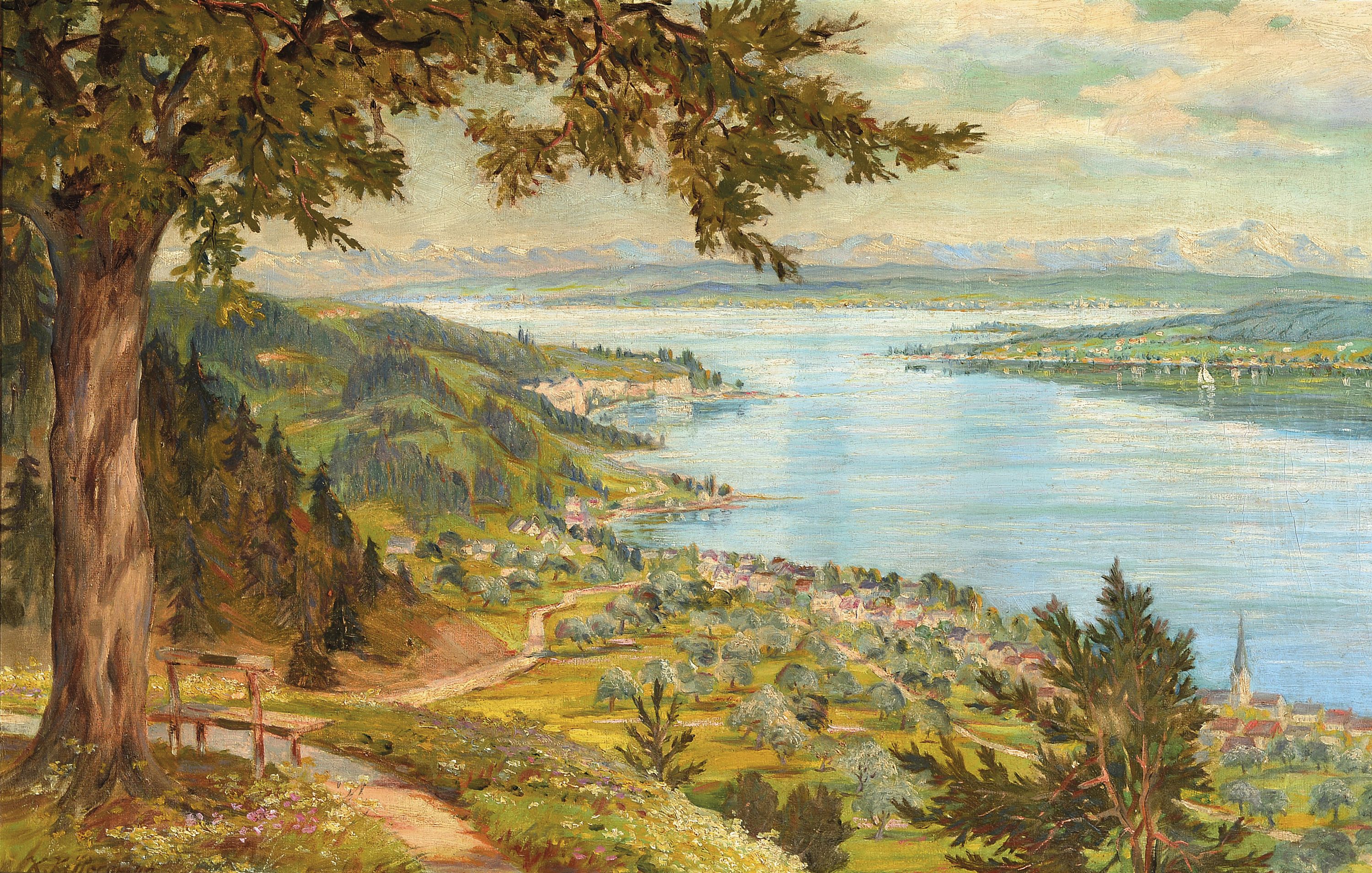 Image 27139728 - Karl Kellermann, 1881-1968, Ausblick auf den Bodensee vom Haldenhof aus, Blick über ...