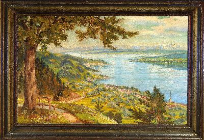 27139728k - Karl Kellermann, 1881-1968, Ausblick auf den Bodensee vom Haldenhof aus, Blick über ...