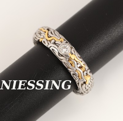 Image 22 kt Gold und Platin NIESSING Brillant-Ring, Modell Labyrinth, Pt 950/000 und GG ...