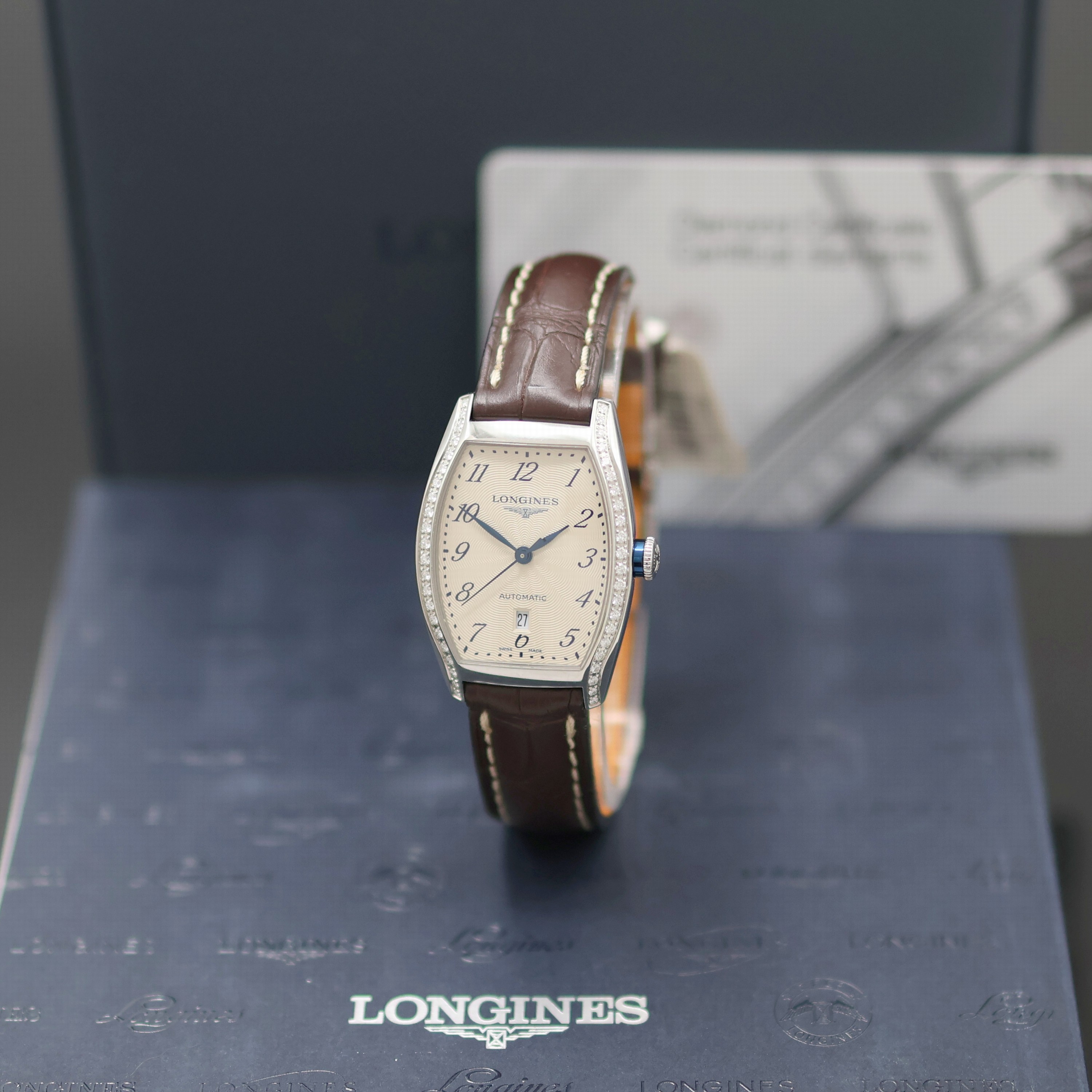 Image 27140447 - LONGINES Evidenza diamantbesetzte Damenarmbanduhr Referenz L2.142.0.70.2, Automatik, ...