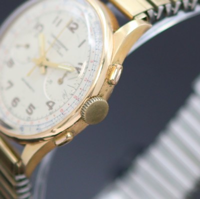 27140573c - CHRONOGRAPHE SUISSE Armbandchronograph in RG 750/000, Schweiz um 1950, Handaufzug, Geh. ...