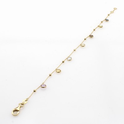 Image Armband mit Farbsteinen und Zwischenkügelchen , GG 585/000, diverse Farbsteine, in L. ...