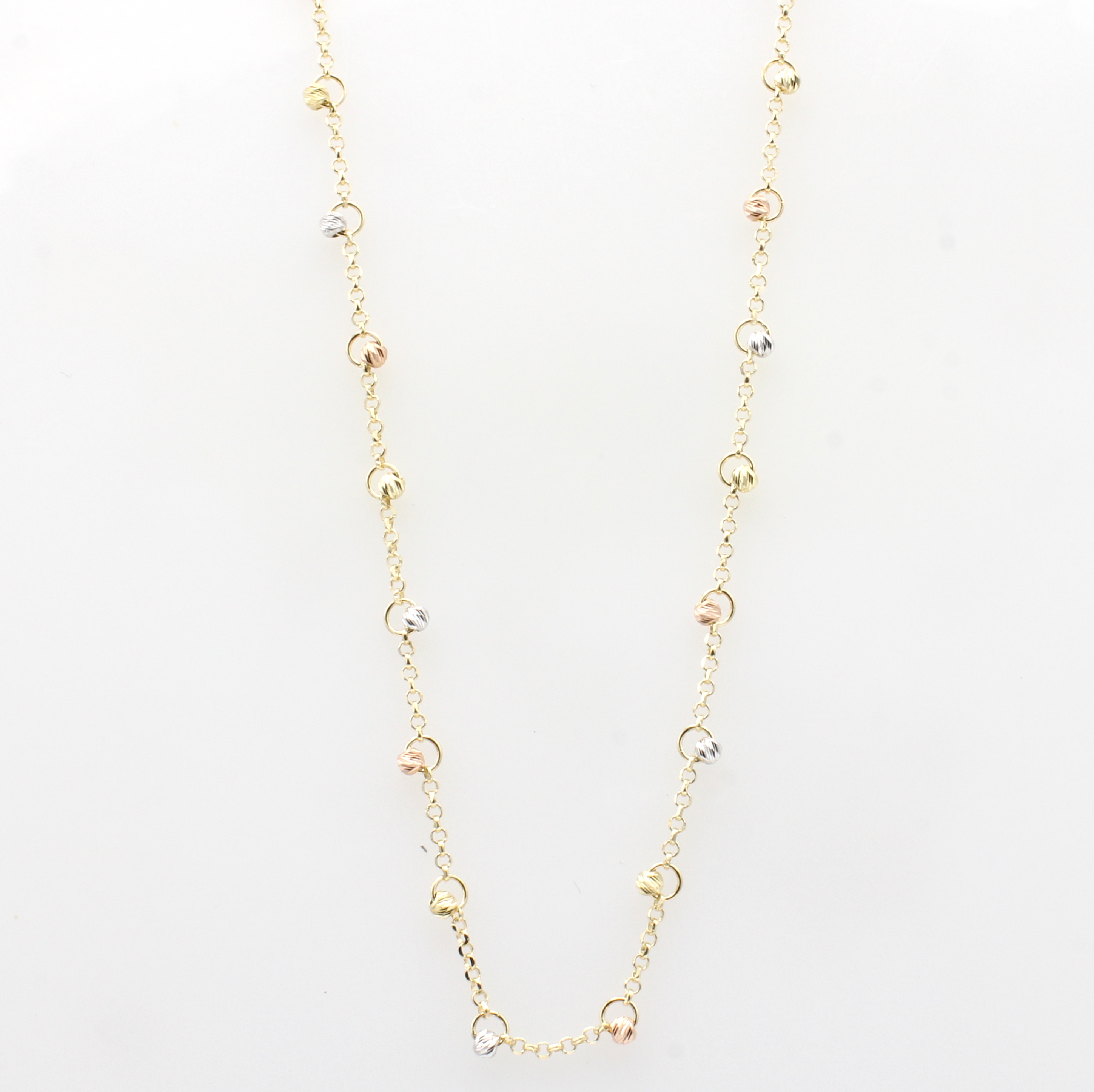Image 27140815 - Kette mit kleinen diamanierten Kügelchen, GG/RG/WG 585/000, in L. ca. 42 u. 45 cm trag- ...