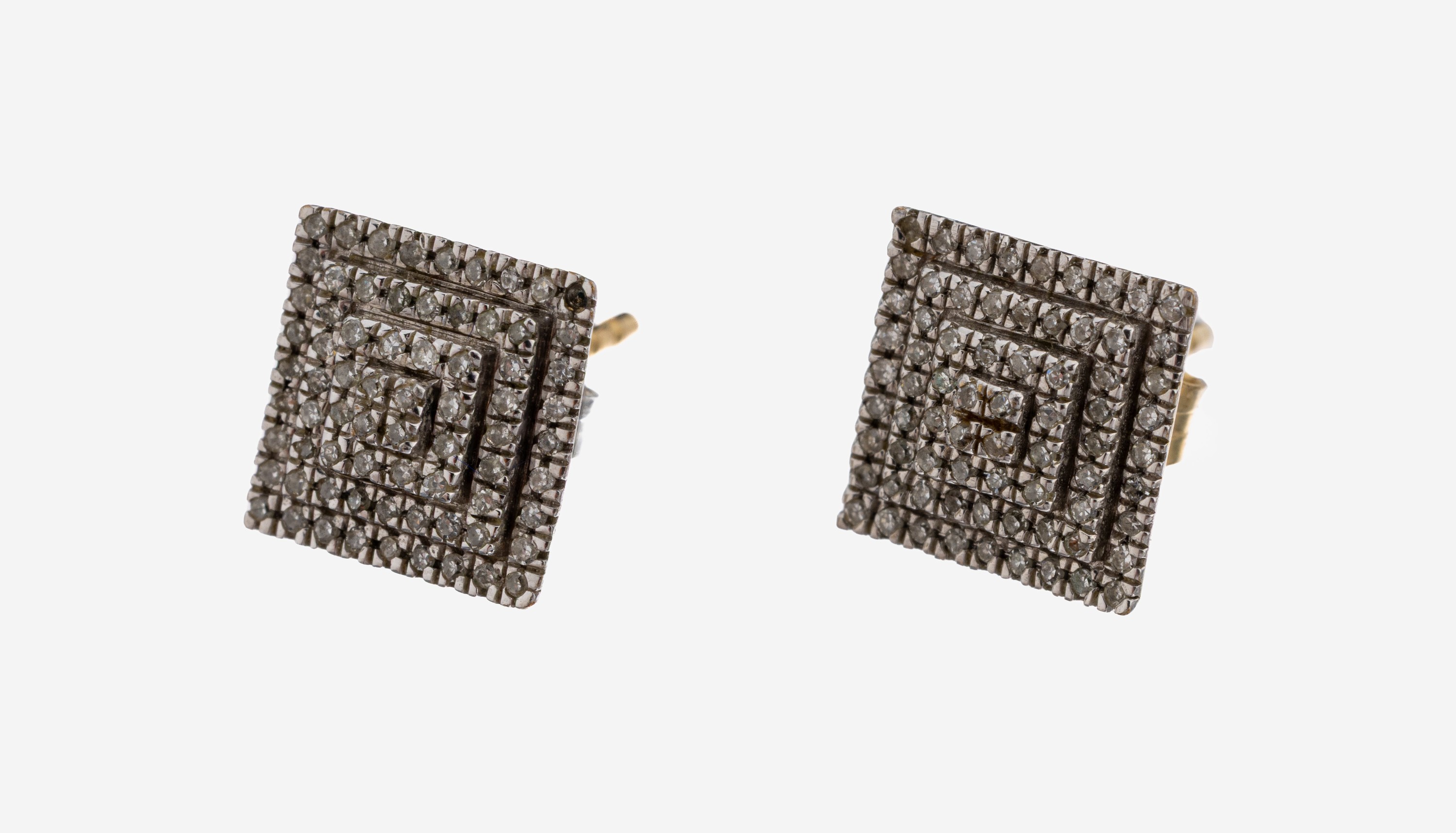 Image 27140830 - Paar 9 kt Gold Diamant-Ohrstecker, GG 375/000, schauseitig rhod., 143 8/8-Diamanten ...