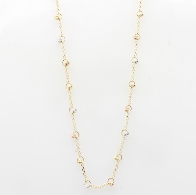 Image Kette mit kleinen diamanierten Kügelchen, GG/RG/WG 585/000, in L. ca. 42 u. 45 cm trag- ...
