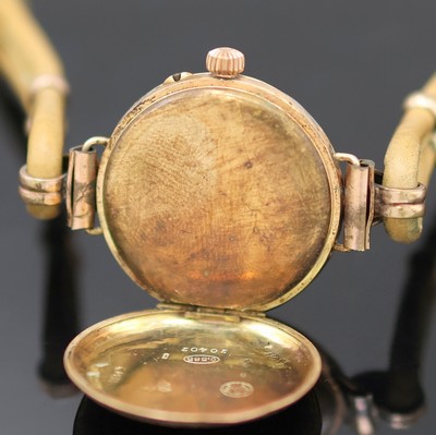 27140933e - Damentaschenuhr in RG 585/000 zur Armbanduhr umgebaut, Schweiz um 1900, Umbau später, ...