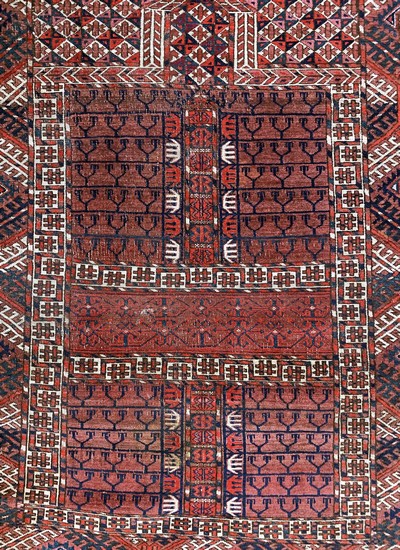 27141062b - Tekke Engsi antik, Turkmenistan, 19.Jhd, Wolle auf Wolle, ca. 140 x 120 cm, EHZ: 3 ...