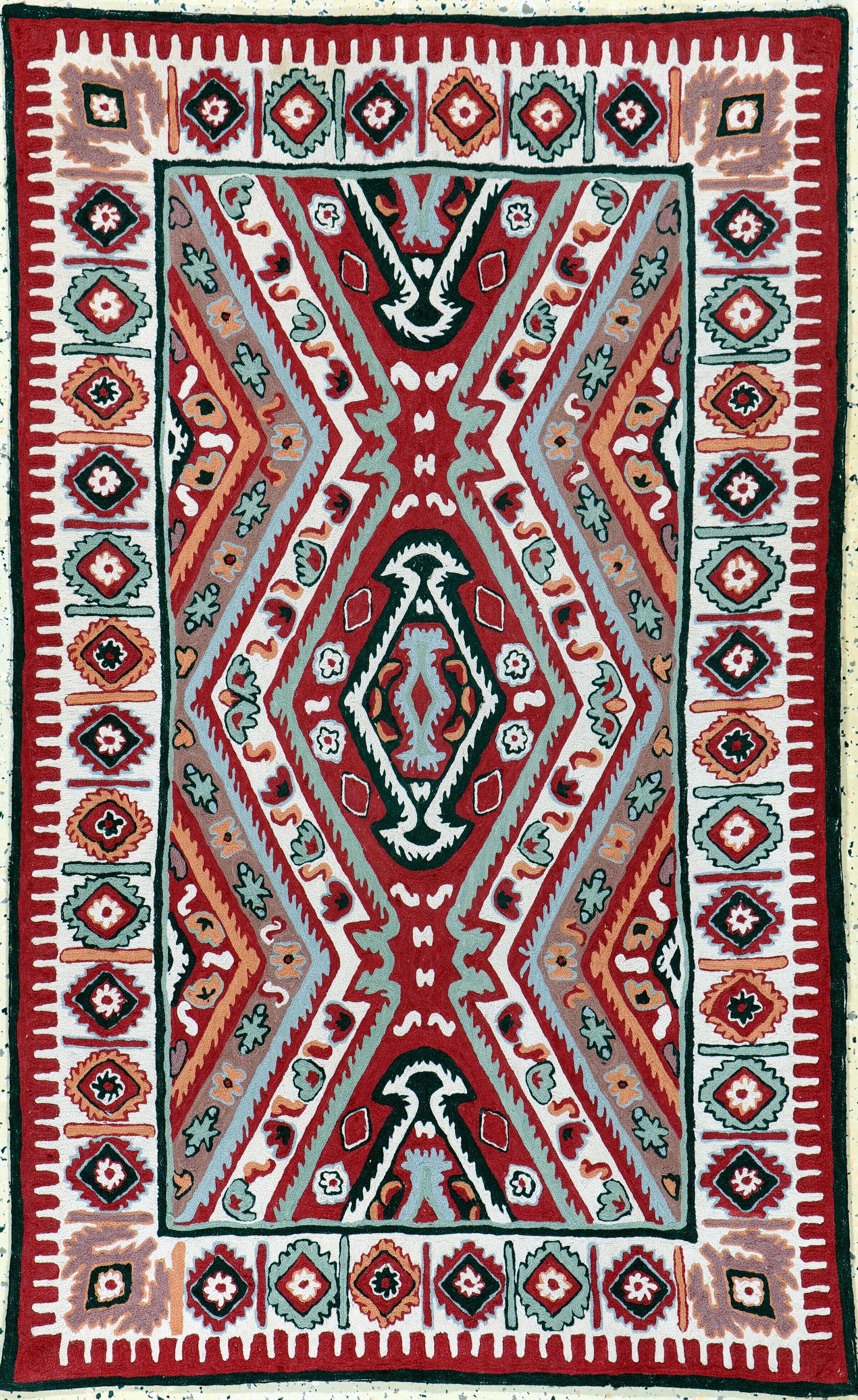 Image 27141125 - Stickerei, Indien, Ende 20.Jhd, Wolle auf Baumwolle, ca. 144 x 89 cm, EHZ: 1-2 ...