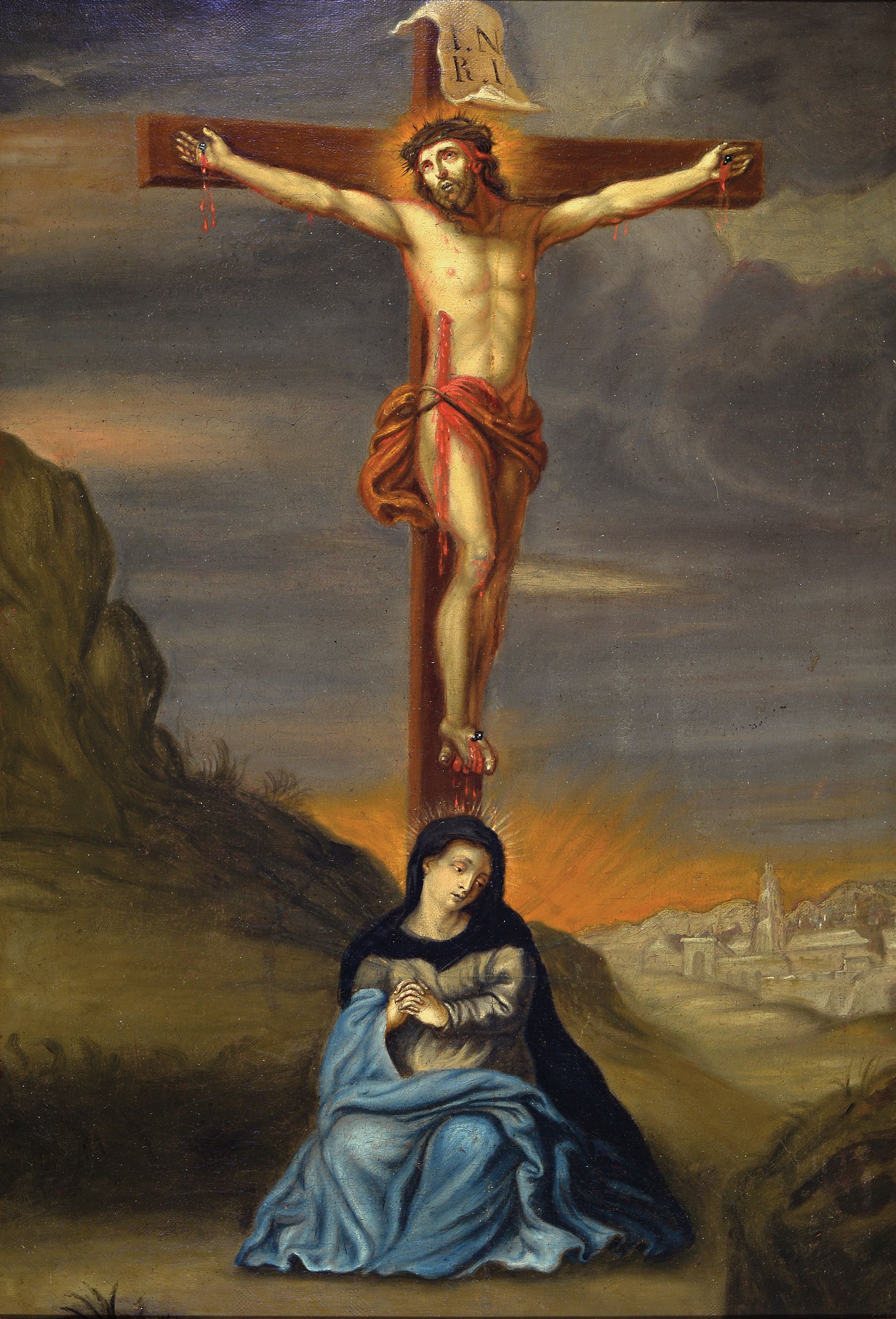 Image 27141166 - Umkreis Januarius Zick (1730-1797), Kalvarienberg, Christus als Triumphator, zu Füßen ...