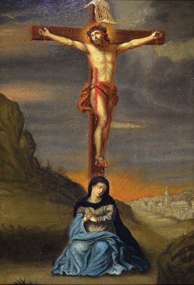 Image Umkreis Januarius Zick (1730-1797), Kalvarienberg, Christus als Triumphator, zu Füßen ...