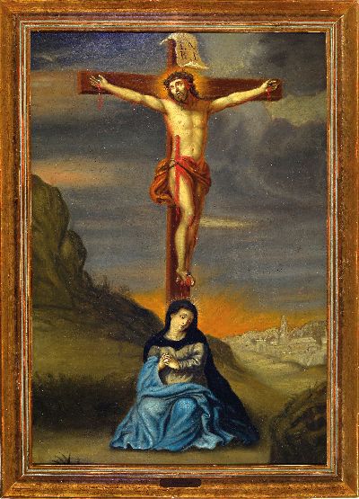 27141166k - Umkreis Januarius Zick (1730-1797), Kalvarienberg, Christus als Triumphator, zu Füßen ...