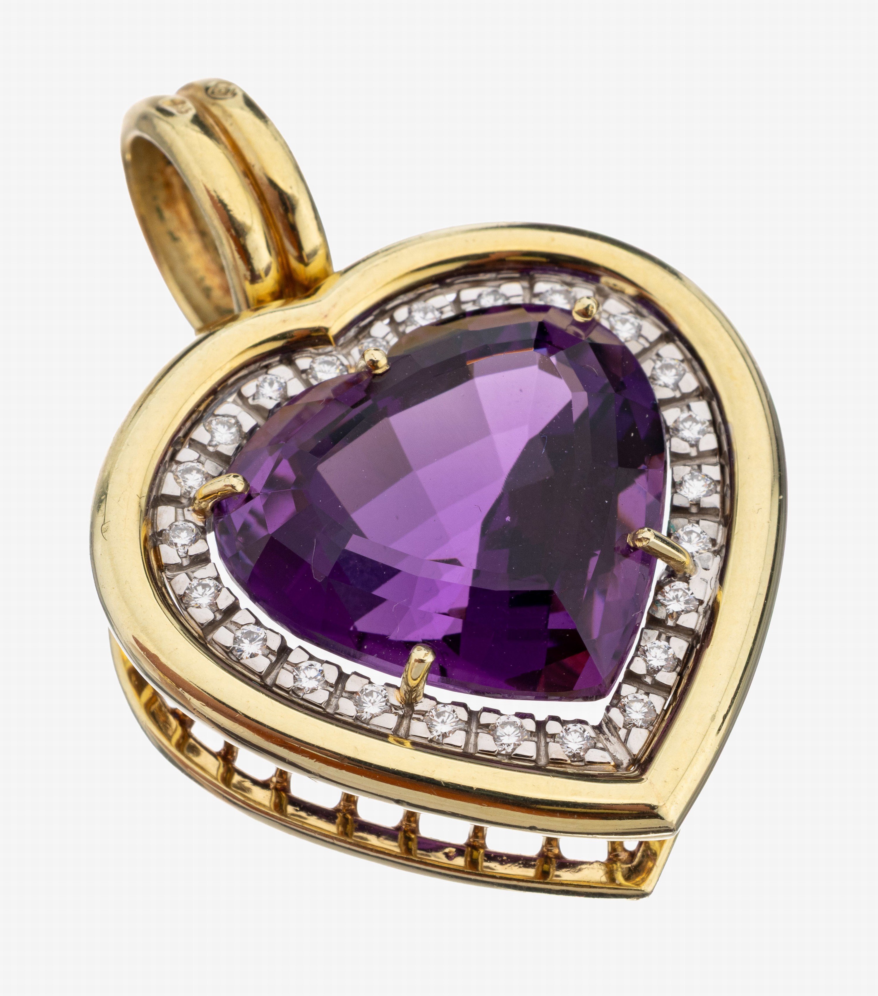 Image 27141211 - 14 kt Gold Amethyst-Brillant-Anhänger, GG 585/000, qualitätvolle Verarbeitung, ...