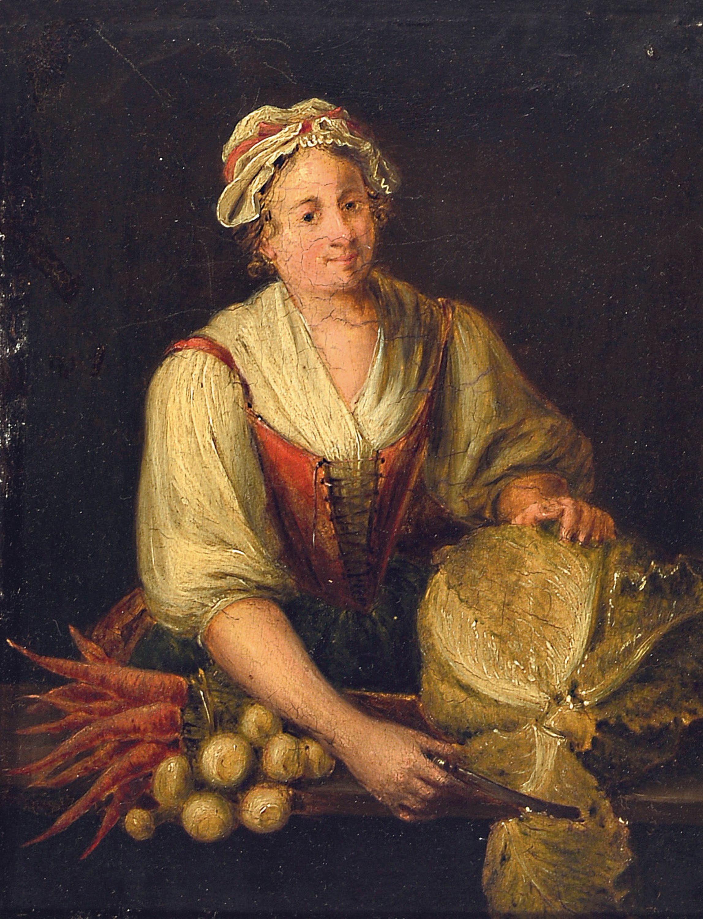 Image 27141212 - Zuschreibung: Pieter Angellis (1685-1734), 2 Genres, Magd beim Zubereiten eines großen ...