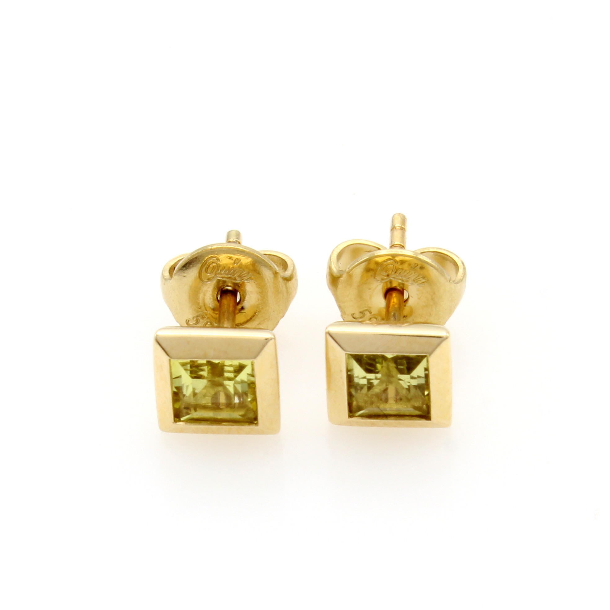 Image 27141389 - Paar Ohrstecker mit Lemoncitrinen, GG 585/ 000, Lemoncitrine (beh.), Maße ca. 4x4 mm ...