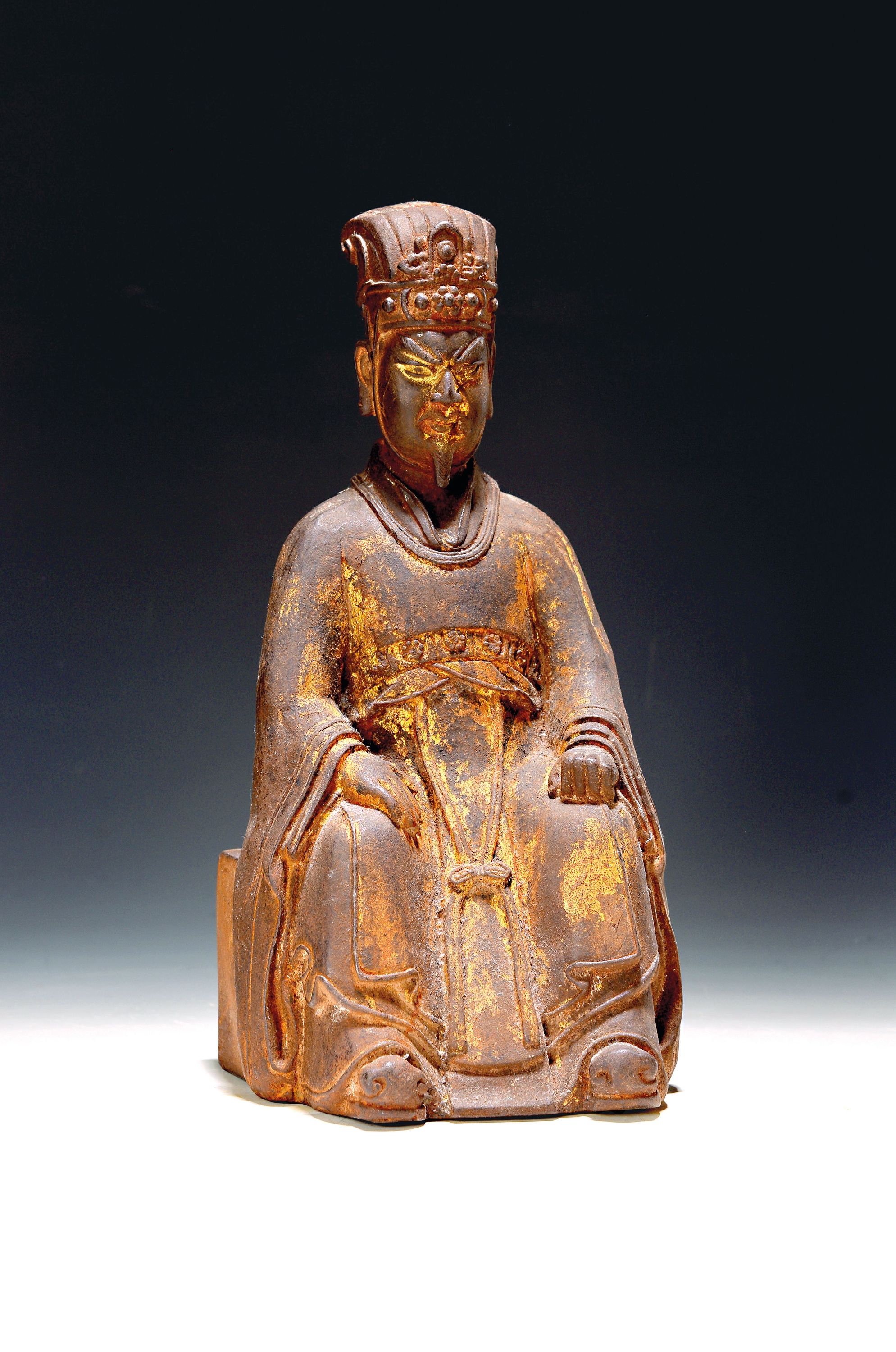 Image 27141391 - Große chinesische Skulptur, wohl Ming- Dynastie 1838 - 1644, sitzender Würdenträger, ...