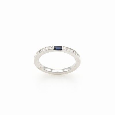 27141371a - Ring mit Brillanten und Saphir, WG 750/000, Brill. zus. ca. 0.14 ct feines Weiß/si, RW ...