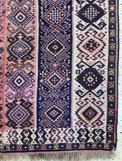 27141470a - Malatia Kelim(2 Bahnig)antik, Türkei, um 1900, Wolle auf Wolle, ca. 220 x 156 cm, EHZ: ...