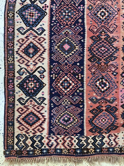 27141470b - Malatia Kelim(2 Bahnig)antik, Türkei, um 1900, Wolle auf Wolle, ca. 220 x 156 cm, EHZ: ...