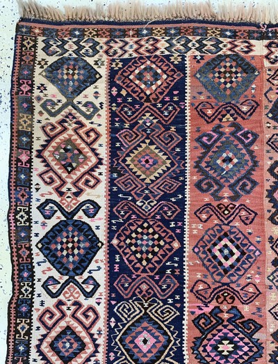 27141470c - Malatia Kelim(2 Bahnig)antik, Türkei, um 1900, Wolle auf Wolle, ca. 220 x 156 cm, EHZ: ...
