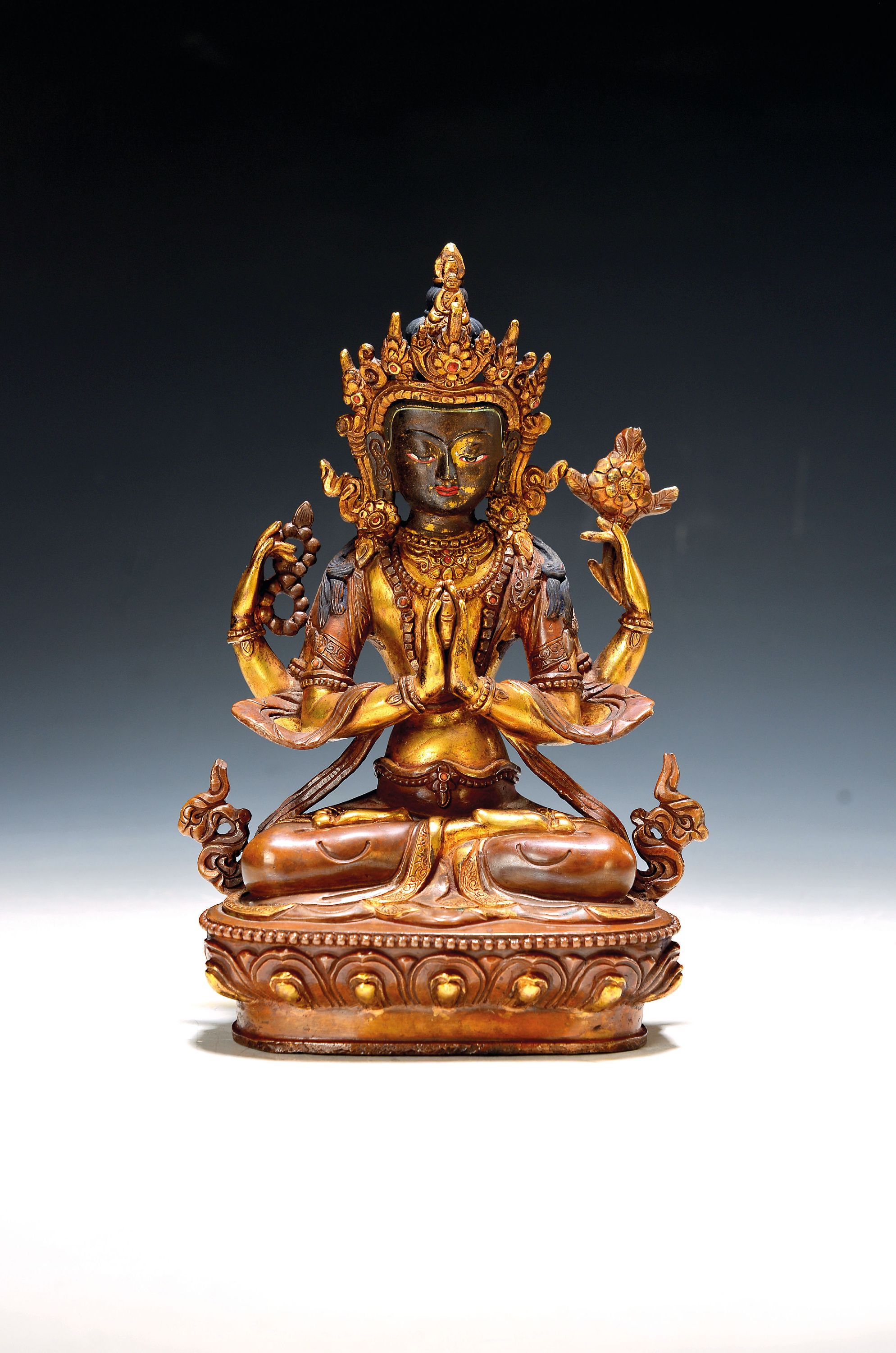 Image 27141511 - Avalokiteshvara, Tibet, early 20th century, bronze, finely crafted Bodhisattva, on a ...