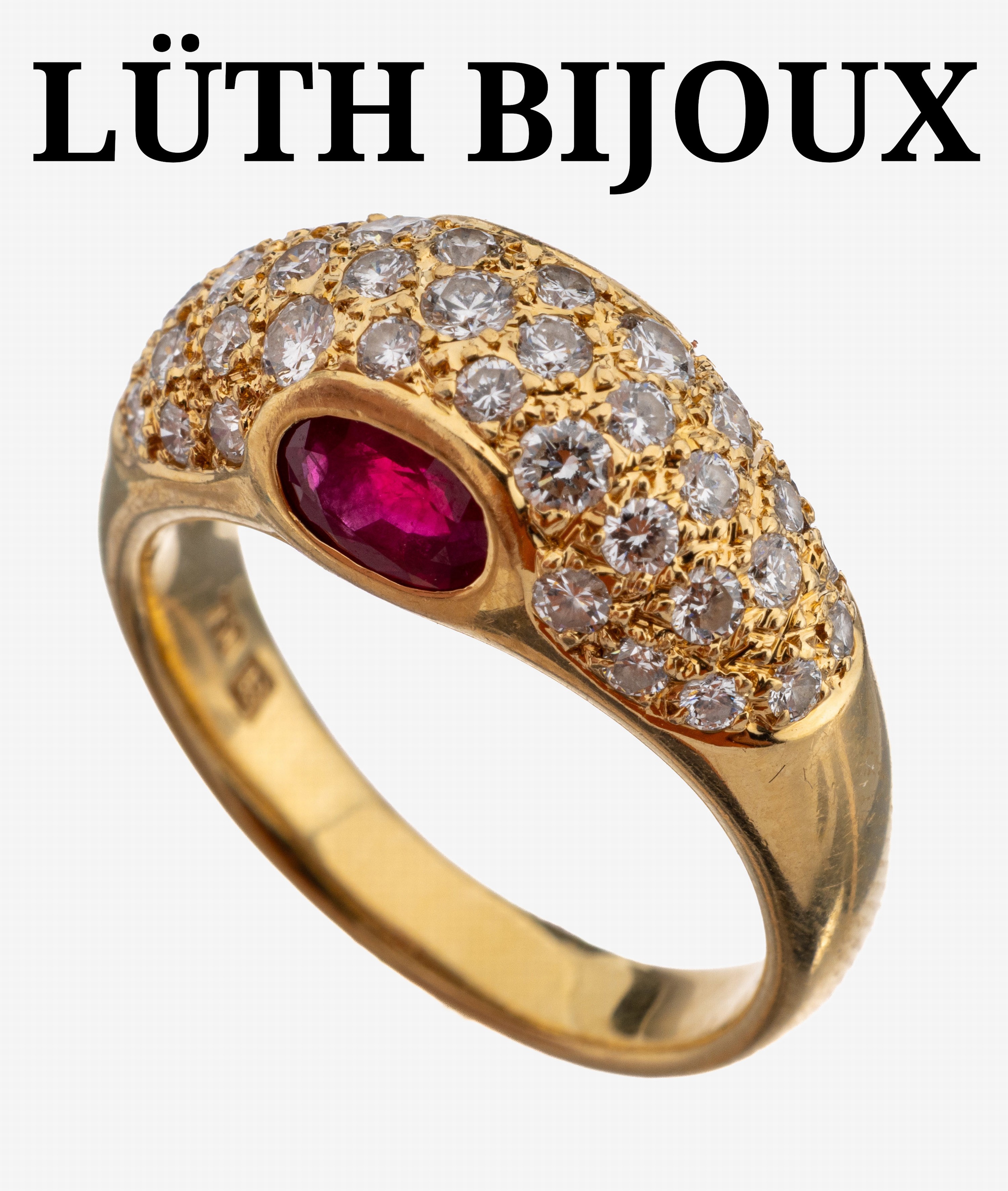 Image 27141512 - 18 kt Gold LÜTH BIJOUX Brillant-Rubin-Ring, GG 750/000, 43 Brillanten zus. ca. 1.50 ct ...