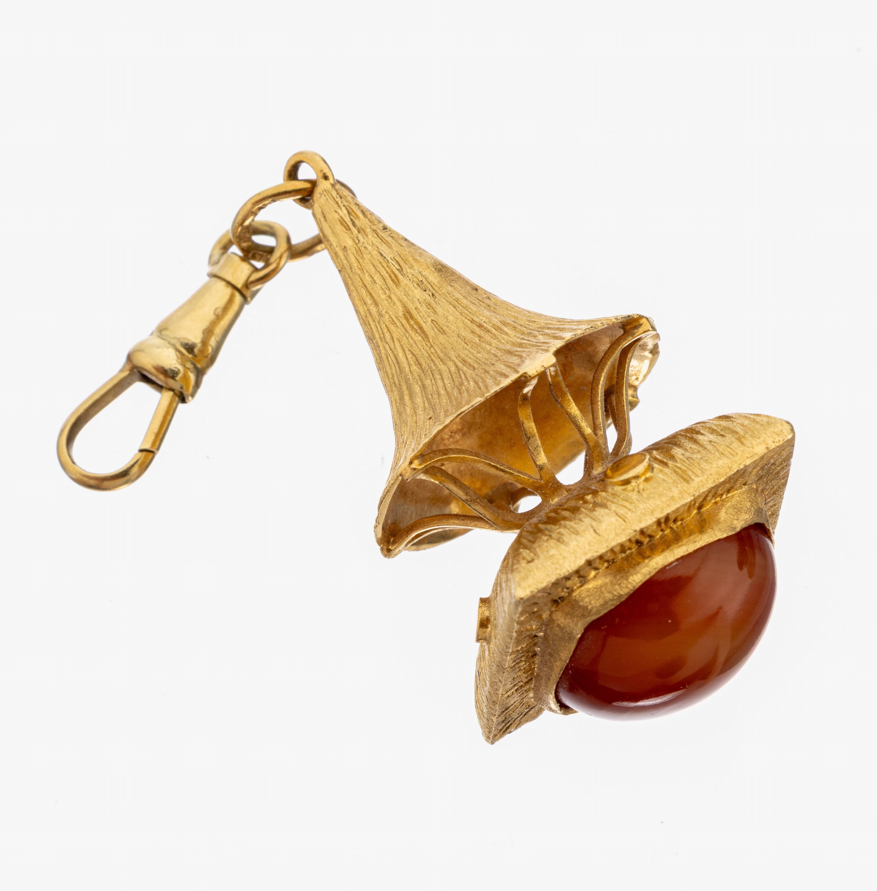 Image 27141555 - 18 kt Gold Achat-Anhänger, 1960er-70er Jahre, GG 750/000, stil. Laterne, Oberfläche ...