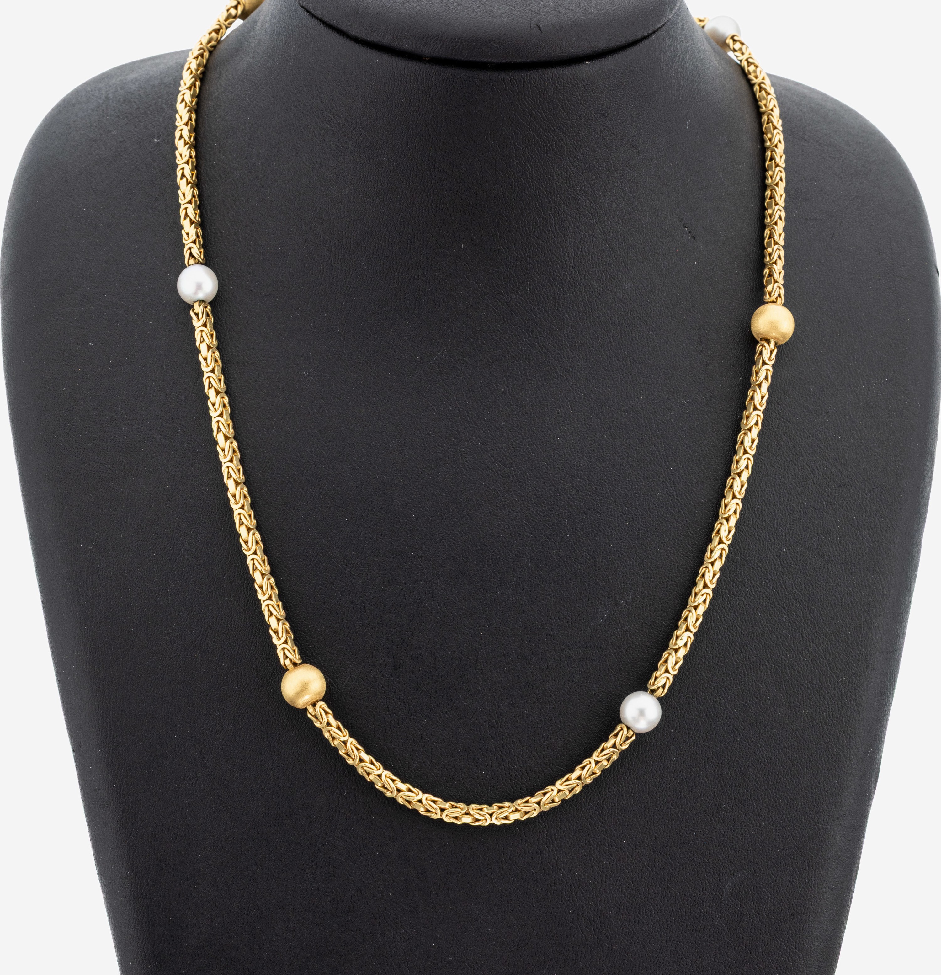 Image 27141558 - 18 kt Gold Perl-Collier, GG 750/000, Königskette mit Zuchtperlen, D. ca. 7.4 mm ...