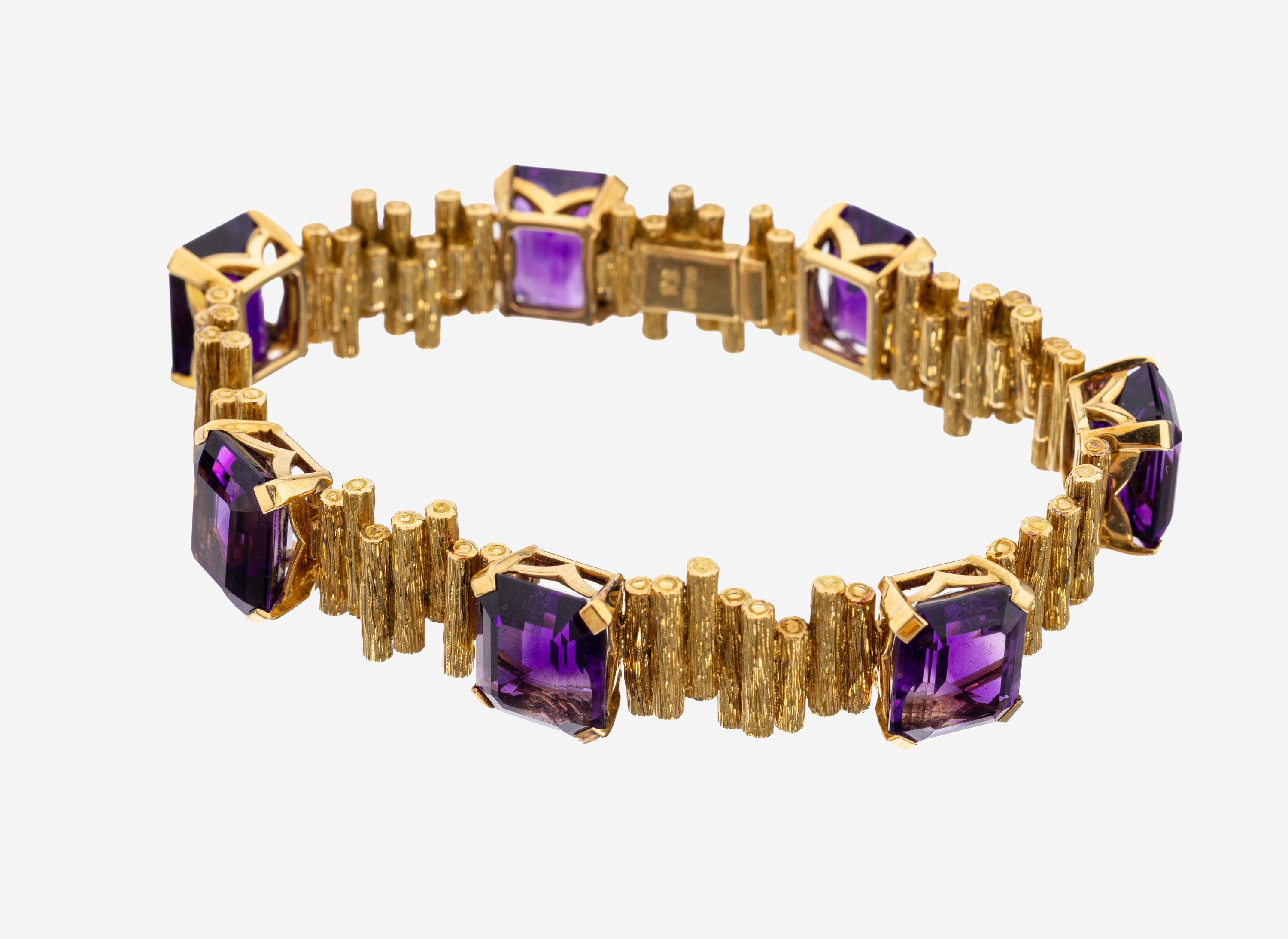 Image 27141568 - 18 kt Gold RENE KERN Amethyst-Armband, 1970er Jahre, GG 750/000, abstraktes Design, ...