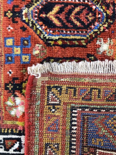 27141503c - 2 Lots Meschgin Mafraschteile, Persien, u m 1900, Wolle auf Wolle, ca. 124 x 64 cm & ...