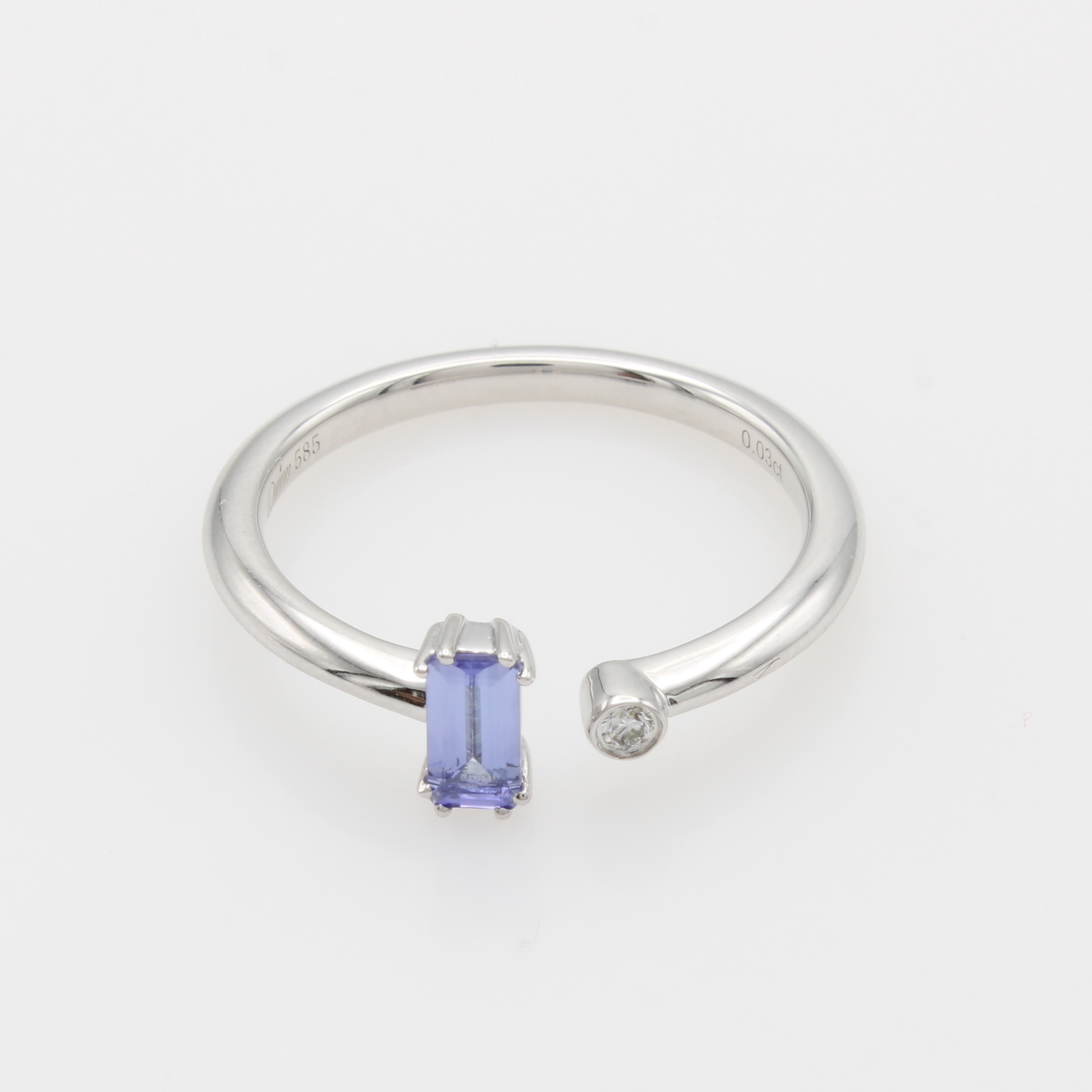 Image 27142034 - Ring mit Brillant und Tansanit, WG 585/000 , Brill. ca. 0.03 ct feines Weiß/si, offen ...