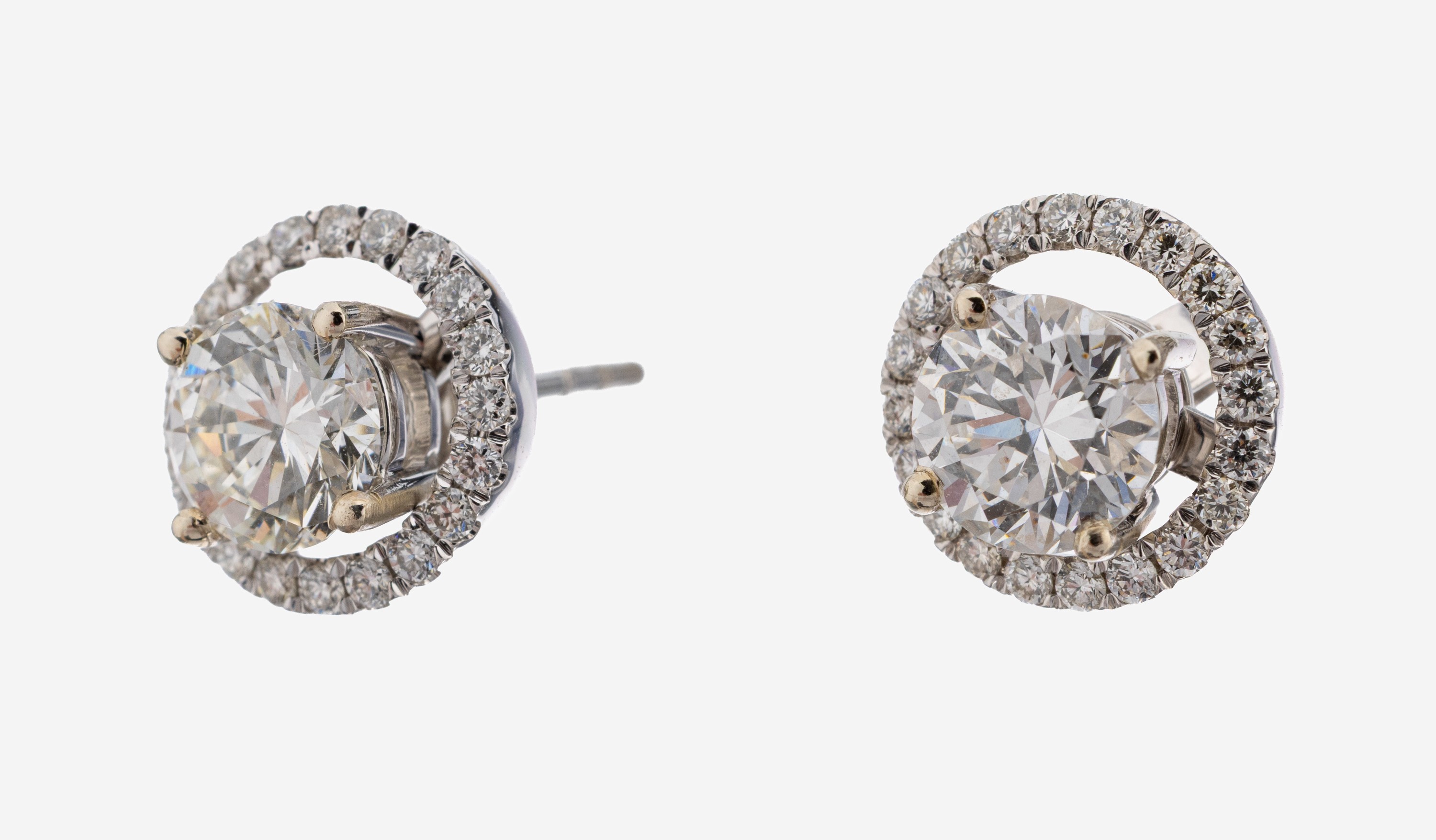Image 27142038 - Paar 14 kt Gold Brillant-Ohrstecker, WG 585/000, 2 Brillanten zus. ca. 1.60 ct Weiß- ...
