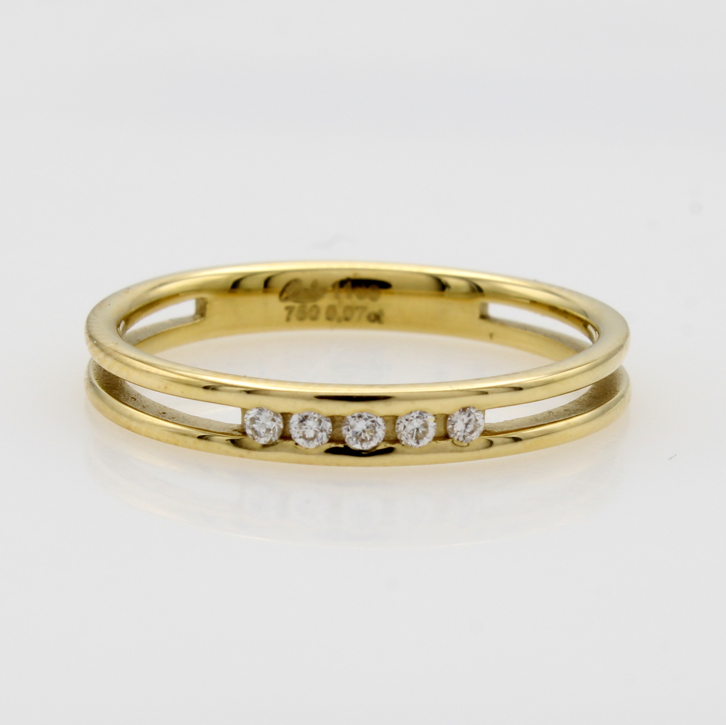 Image 27142047 - Ring mit Brillanten, GG 750/000, 5 Brill. zus. ca. 0.07 ct feines Weiß/si, RW ca. 56 ...