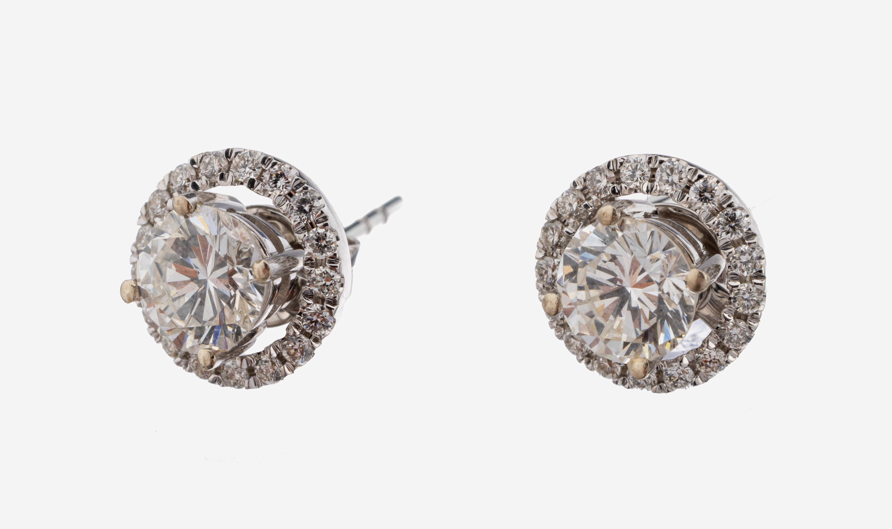 Image 27142080 - Paar 14 kt Gold Brillant-Ohrstecker, WG 585/000, 2 Brillanten zus. ca. 1.07 ct feines ...