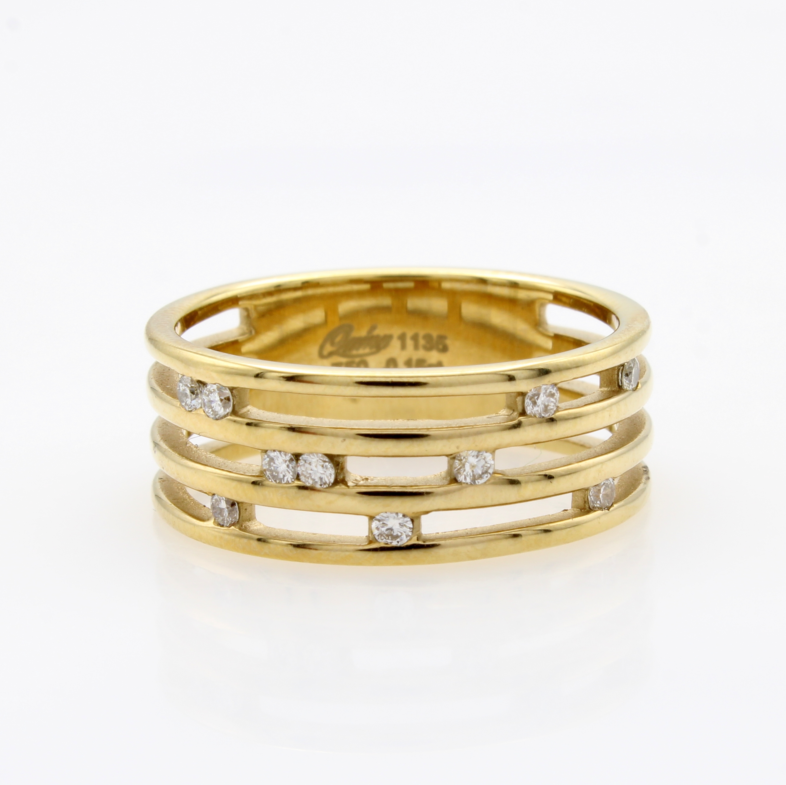 Image 27142082 - Ring mit Brillanten, GG 750/000, 10 Brill. zus. ca. 0.15 ct feines Weiß/si, 4-reihig, ...