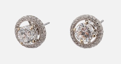 Image Paar 14 kt Gold Brillant-Ohrstecker, WG 585/000, 2 Brillanten zus. ca. 1.75 ct ...