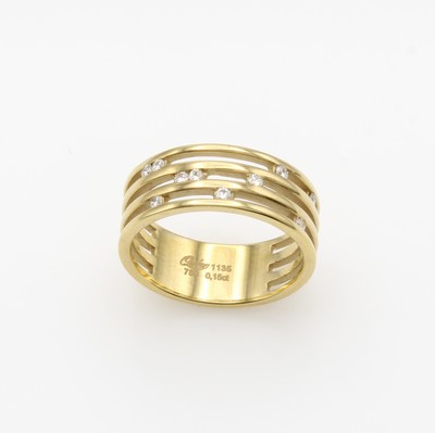 27142082a - Ring mit Brillanten, GG 750/000, 10 Brill. zus. ca. 0.15 ct feines Weiß/si, 4-reihig, ...
