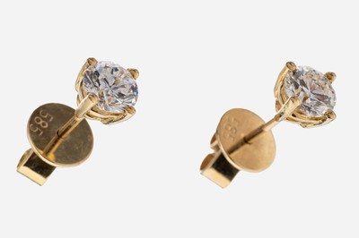 Image Paar 14 kt Gold Brillant-Ohrstecker, GG 585/000, 2 Brillanten zus. ca. 1.02 ct Weiß/si