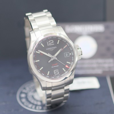 27142134b - LONGINES Conquest V.H.P GMT ungetragene Herrenarmbanduhr Referenz L3.718.4566, quarz, ...