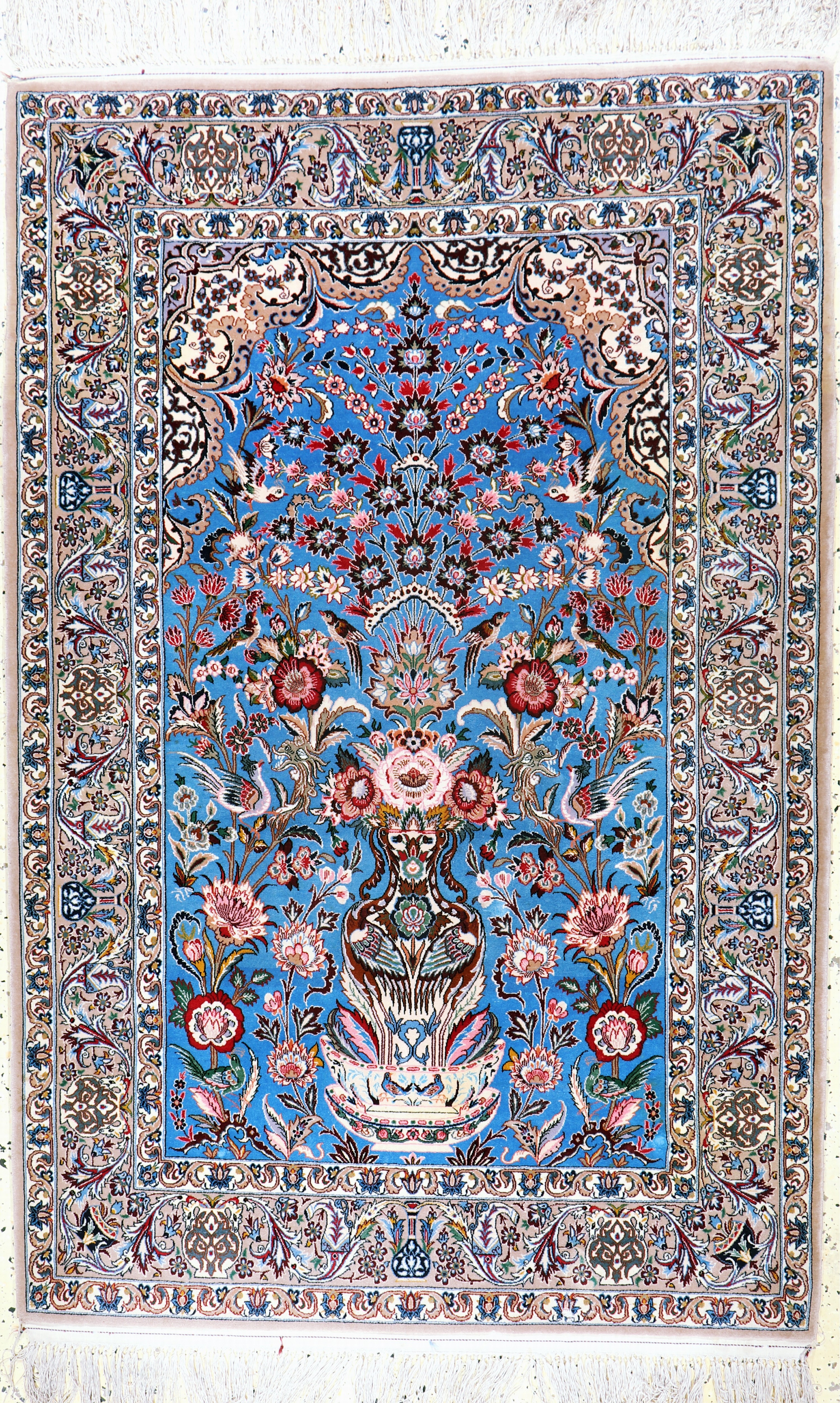 Image 27142211 - Esfahan fein, Persien, Mitte 20.Jhd, Korkwolle auf Seide, ca. 170 x 111 cm, ca. 1,0Mio. ...