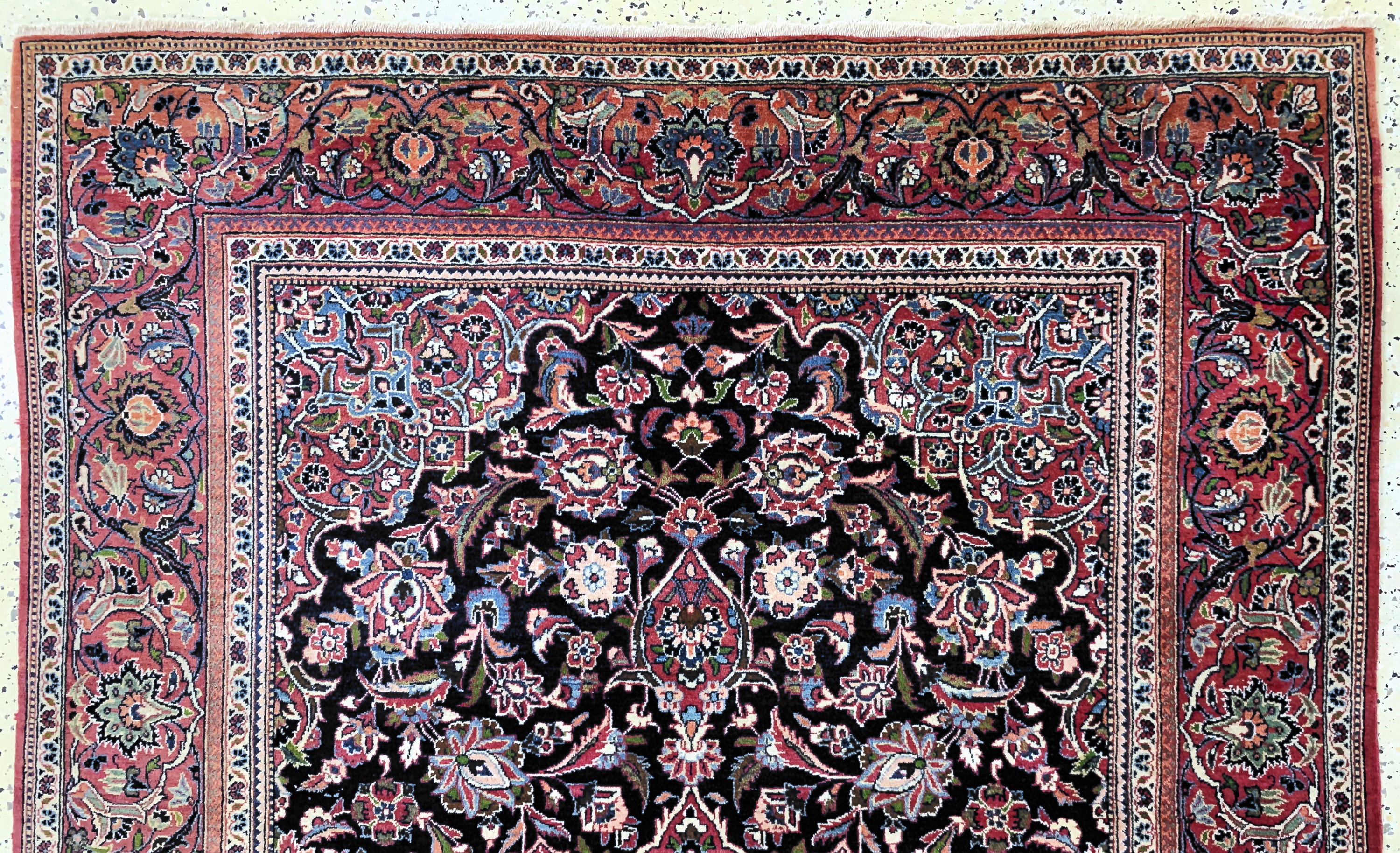 Detail a: Keschan Kork alt, Persien, Anfang 20.Jhd, Korkwolle auf Baumwolle, ca. 215 x 135 cm, gereinigt, EHZ: 2(kleine Mottenfrass Stellen).