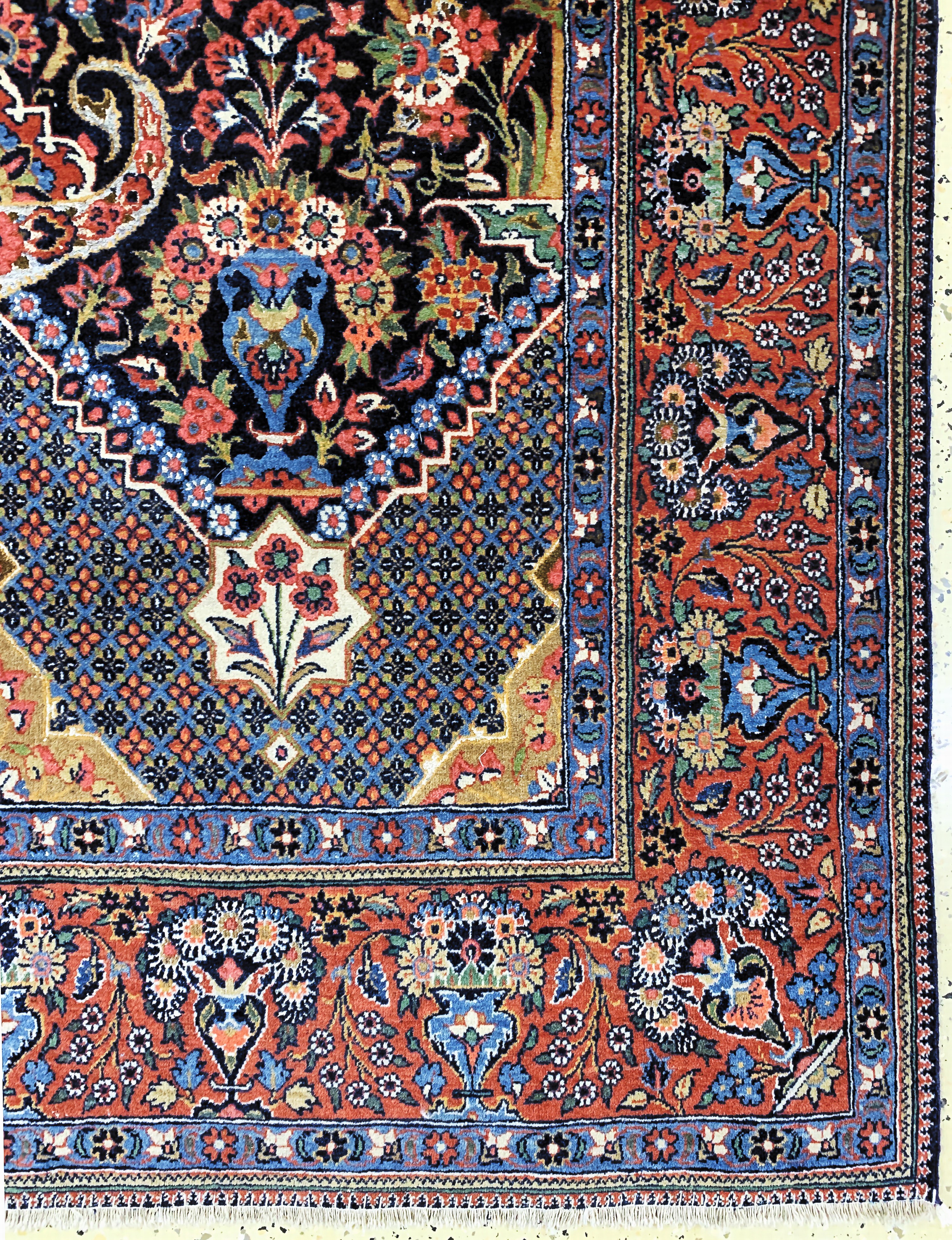 Detail a: Keschan"Hadji-Khanumi"antik, Persien, um 1900, Korkwolle mit Seide, ca. 206 x 135 cm, EHZ: 2-3