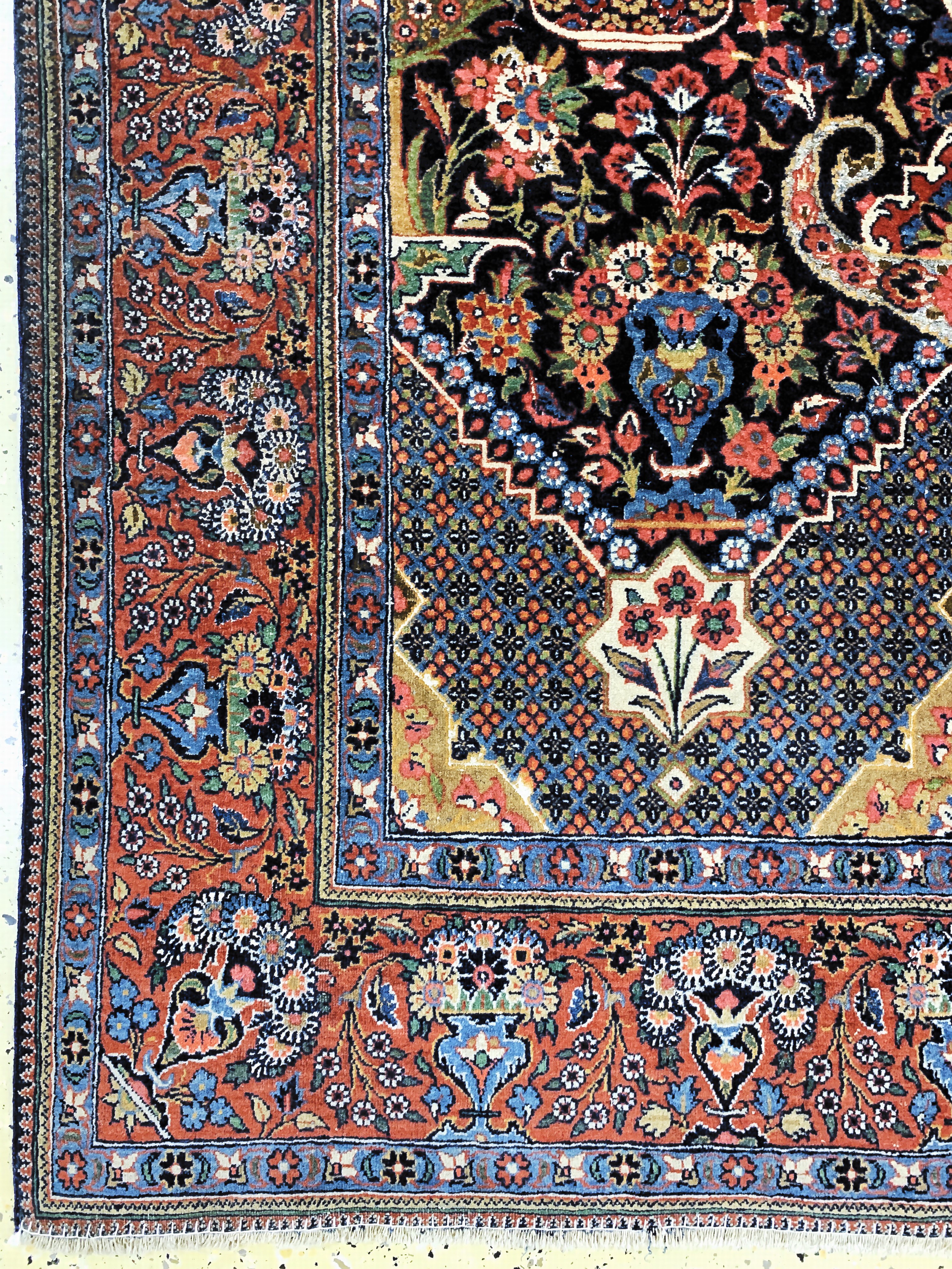 Detail b: Keschan"Hadji-Khanumi"antik, Persien, um 1900, Korkwolle mit Seide, ca. 206 x 135 cm, EHZ: 2-3