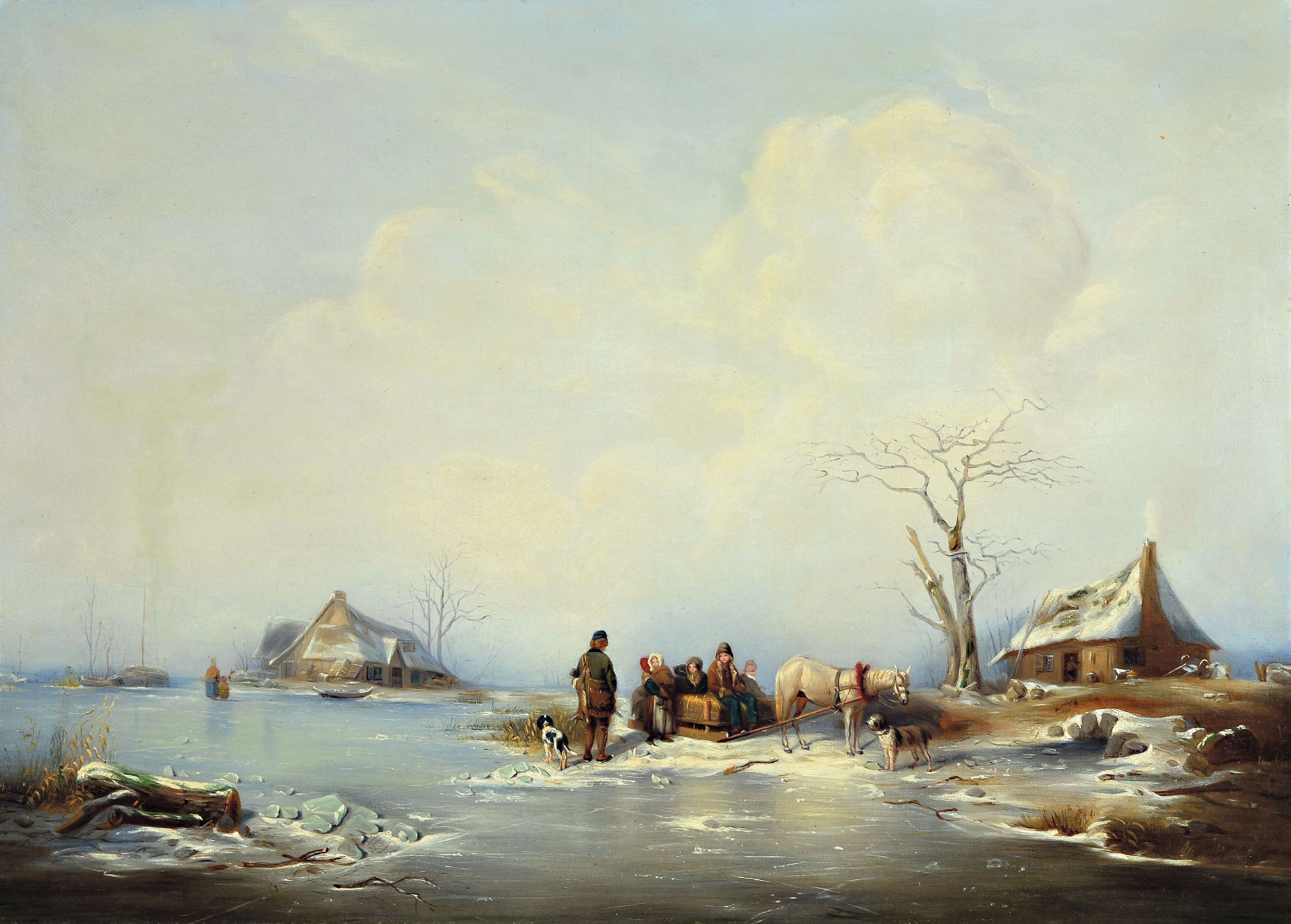 Image 27142276 - Wilhelm Alexander Meyerheim, 1815 Danzig-1882 Berlin, Winterlandschaft mit Bauernfamilie ...