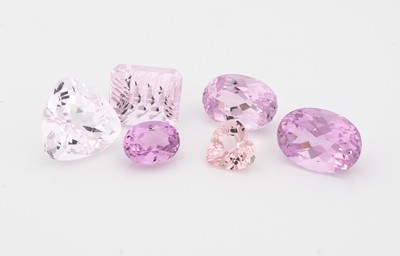 Image Lot 6 lose Morganite, zus. ca. 36.07 ct, versch. Schliffformen, Größen und Farbnuancen