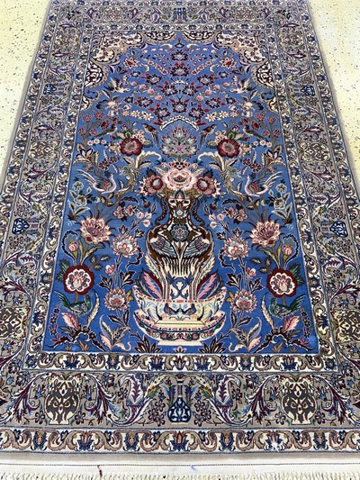 27142211d - Esfahan fein, Persien, Mitte 20.Jhd, Korkwolle auf Seide, ca. 170 x 111 cm, ca. 1,0Mio. ...
