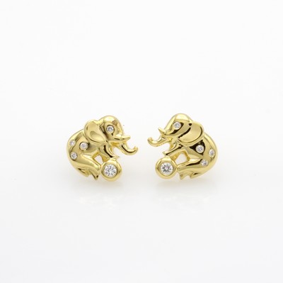Image Paar Ohrstecker ´Elefanten´ mit Brillanten, GG 750/000, Brill. zus. ca. 0.10 ct Weiß/si